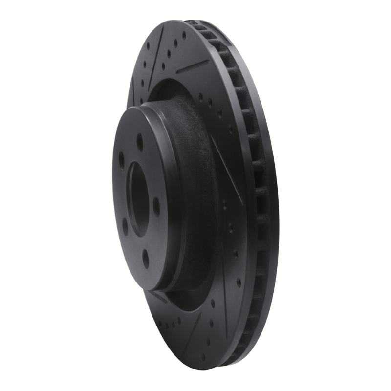 Jeep Liberty Brake Rotor (1) - Front Left - R1 Concepts - Drilled & Slotted - Black - `11-`12